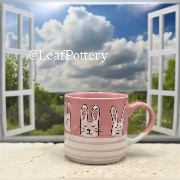 Silly Bunny Pink/ White Ceramic 20oz Mug - Picture 2 of 10